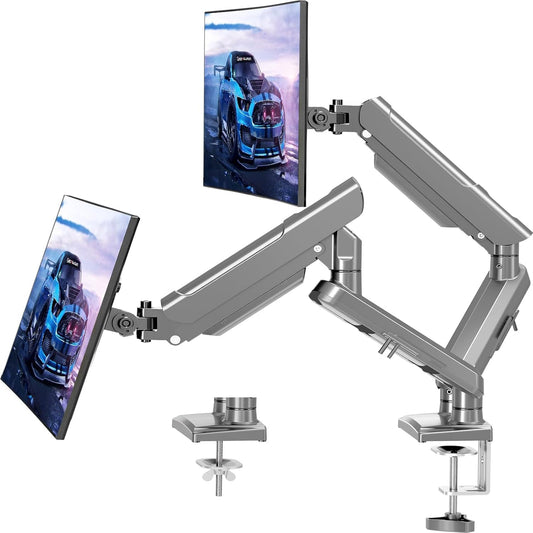 Soporte Doble para Monitor hasta 32” – Brazo Ajustable con Pistón de Gas, Compatible VESA