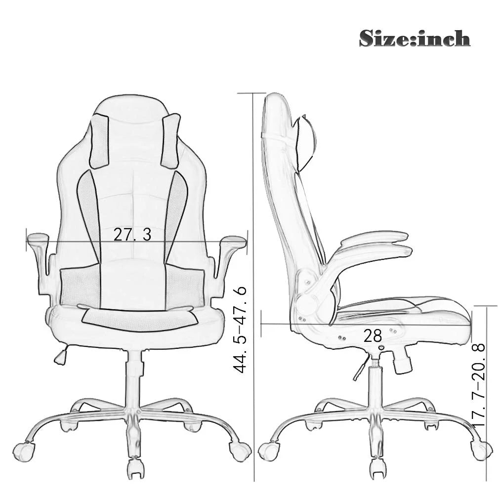 Silla Gaming Ergonómica Ajustable – Diseño Racing, Altura Regulable, Soporte Lumbar