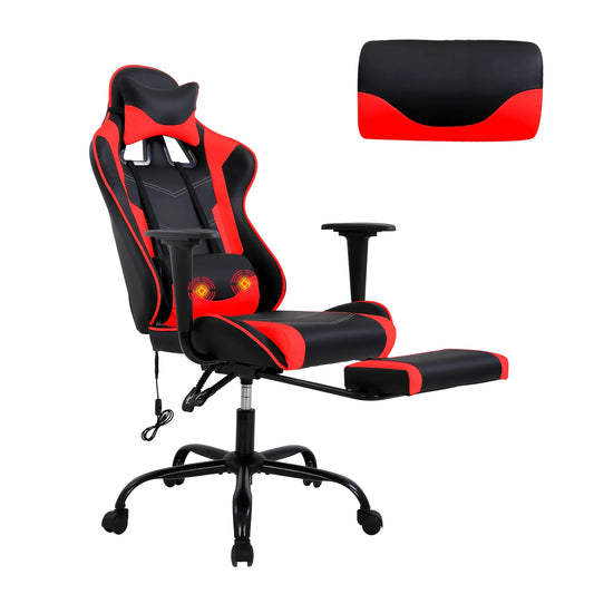 Silla Gaming Reclinable con Reposapiés – Soporte Lumbar y Cervical, Diseño Ergonómico Racing