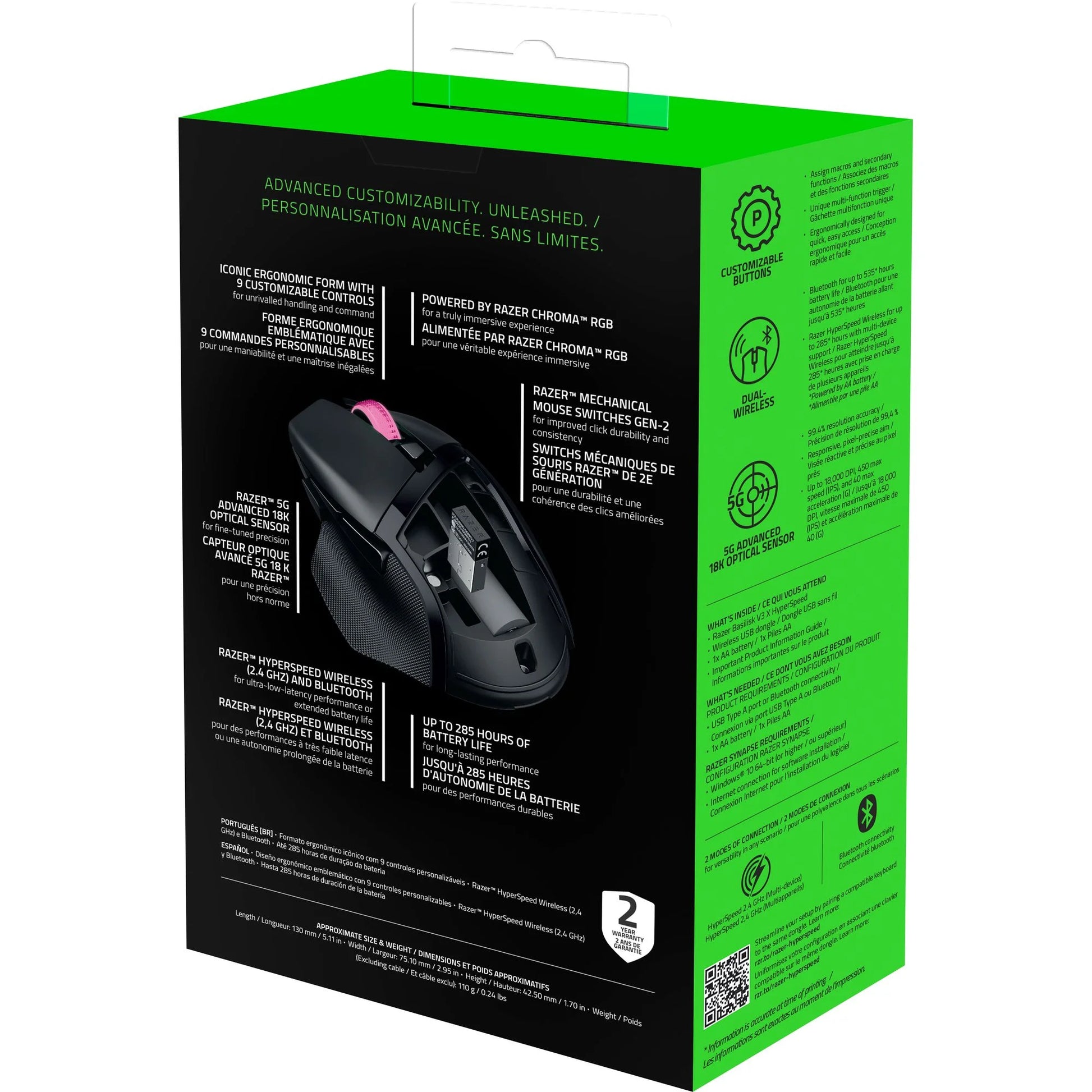 Razer Basilisk V3 X HyperSpeed Wireless Gaming Mouse – RGB Chroma Alta Precisión