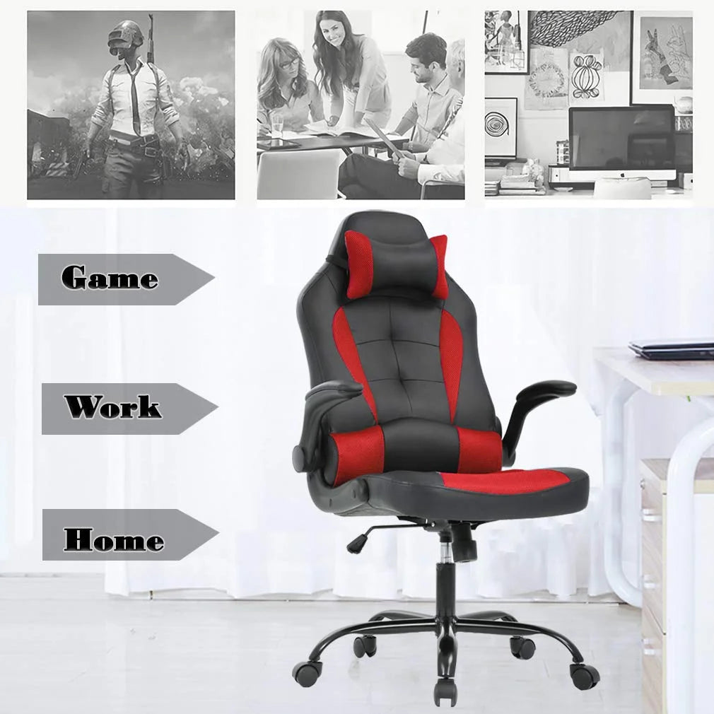 Silla Gaming Ergonómica Ajustable – Diseño Racing, Altura Regulable, Soporte Lumbar